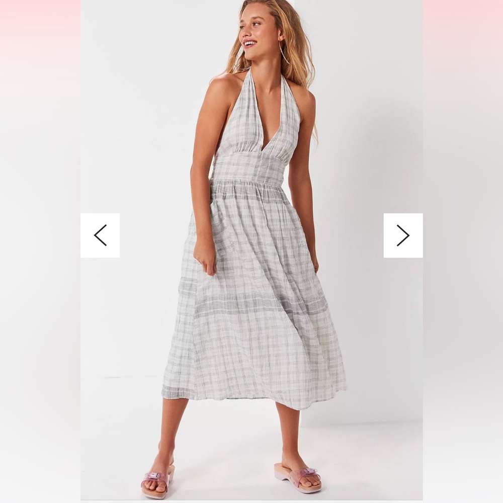 UO Betsey Linen Halter Dress